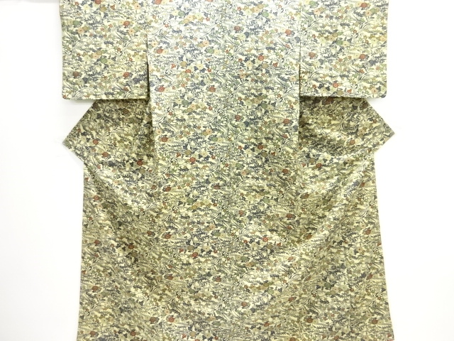 JAPANESE KIMONO / ANTIQUE KIMONO / SILK / JODAI TSUMUGI / FLOWER